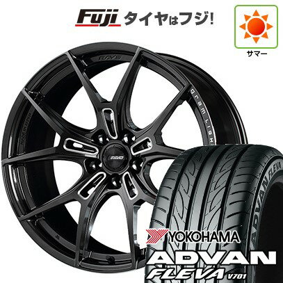 【新品国産車用5穴100】 夏タイヤ ホイール4本セット 215/40R18 ヨコハマ アドバン フレバV701 RAYS レイズ グラムライツ 57FXZ 18インチ(送料無料)