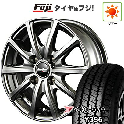 【新品 軽自動車】軽トラ 軽バン 夏タイヤ ホイール4本セット 145/80R12 80/78N ヨコハマ Y356 MID WHEELS V25 メタリックグレー 12インチ(送料無料)