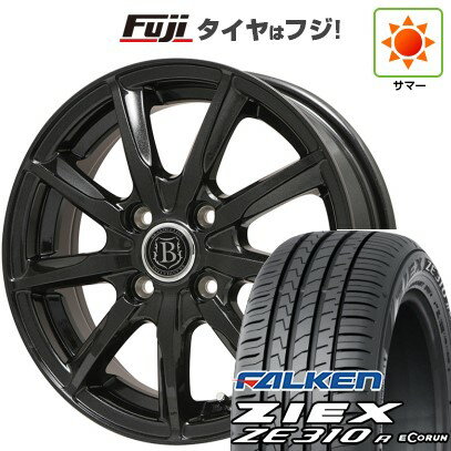 【新品国産4穴100車】 夏タイヤ ホイール4本セット 185/55R15 ファルケン ジークス ZE310R エコラン(限定) ブランドルライン ボレアノ9 パールブラック 15インチ(送料無料) サマータイヤ