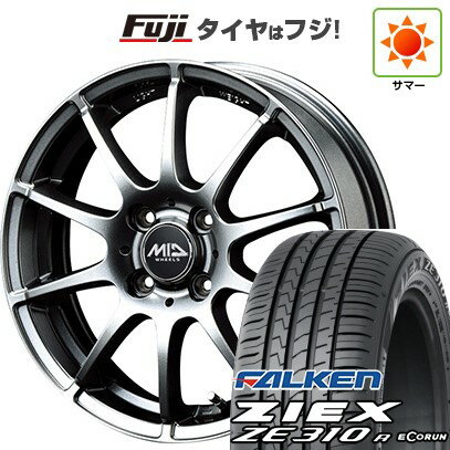 【新品国産4穴100車】 夏タイヤ ホイール4本セット 185/55R15 ファルケン ジークス ZE310R エコラン(限定) MID WHEELS スタッグ メタリックグレー 15インチ(送料無料) サマータイヤ