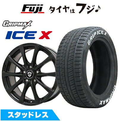 【新品国産車用5穴114.3】 スタッドレスタイヤ ホイール4本セット 205/60R16 グリップマックス アイスX RWL ホワイトレター(限定) エルベ エステローザ FSV グロスブラック 6.5J 16インチ(送料無料)