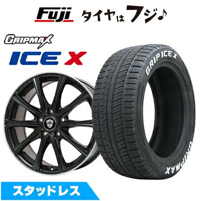【新品】セレナ スタッドレスタイヤ ホイール4本セット 195/65R15 グリップマックス アイスX RWL ホワイトレター(限定) エルベ エステローザ MZV ブラックリムポリッシュ 6J 15インチ(送料無料)