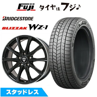 【新品国産車用5穴100】 スタッドレスタイヤ ホイール4本セット 225/45R18 ブリヂストン ブリザック WZ-1 エルベ エステローザ MZV ブラックリムポリッシュ 7.5J 18インチ(送料無料)(2)