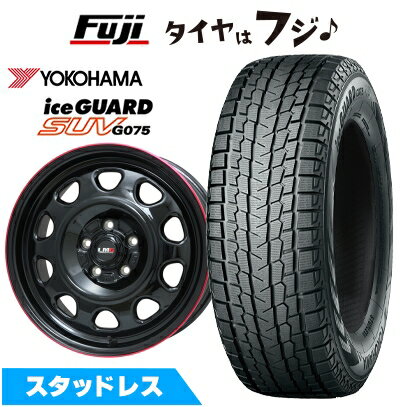 【新品国産車用5穴114.3】 スタッドレスタイヤ ホイール4本セット 225/70R16 ヨコハマ アイスガード SUV G075 レアマイスター LMG OFF-STYLE(グロスブラック/レッドリム) 7J 16インチ(送料無料)