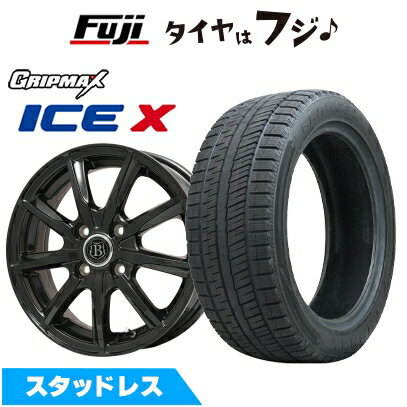 【新品国産車用5穴100】 スタッドレスタイヤ ホイール4本セット 205/55R16 グリップマックス アイスX BSW ブラックサイドウォール(限定) ブランドルライン ボレアノ9 パールブラック 6.5J 16インチ(送料無料)