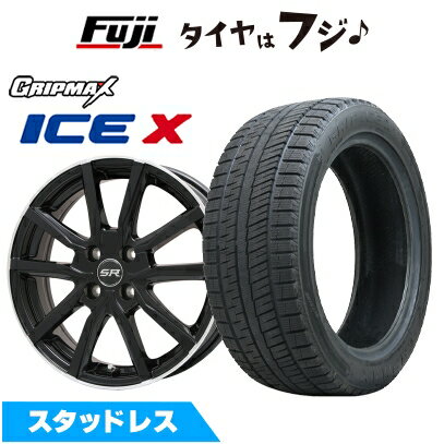 【新品】ノア/ヴォクシー用 スタッドレスタイヤ ホイール4本セット 195/65R15 グリップマックス アイスX BSW ブラックサイドウォール(限定) エルベ Vスポーク パールブラックリムポリッシュ 6J 15インチ(送料無料)