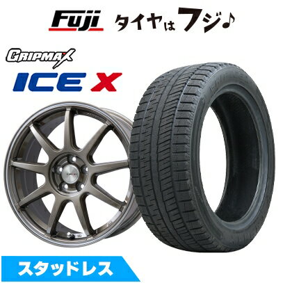 【新品国産車用5穴100】 スタッドレスタイヤ ホイール4本セット 205/55R16 グリップマックス アイスX BSW ブラックサイドウォール(限定) レアマイスター LMスポーツ LM-QR ブロンズ/ラインポリッシュ 7J 16インチ(送料無料)