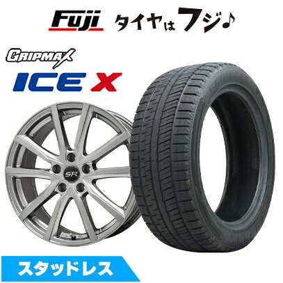 【新品国産車用4穴100】 スタッドレスタイヤ ホイール4本セット 195/55R16 グリップマックス アイスX BSW ブラックサイドウォール(限定) エルベ Vスポーク メタリックグレー 6J 16インチ(送料無料)