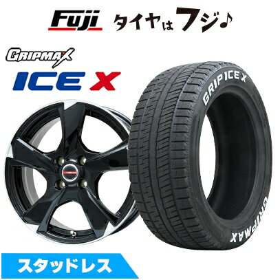 【新品国産車用5穴114.3】 スタッドレスタイヤ ホイール4本セット 205/55R16 グリップマックス アイスX RWL ホワイトレター(限定) プレミックス ヴェランV(グロスブラック/リムポリッシュ) 6.5J 16インチ(送料無料)