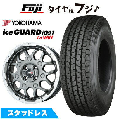 【新品】クリッパーEV ミニキャブEV スタッドレスタイヤ ホイール4本セット 145/80R12 86/84N ヨコハマ アイスガード iG91 レアマイスター LMG MS-9W ガンメタリムポリッシュ 4J 12インチ(送料無料)