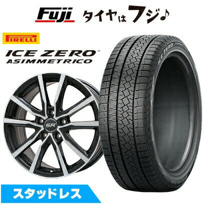 【新品国産車用5穴114.3】 スタッドレスタイヤ ホイール4本セット 215/55R17 ピレリ ウィンター アイスゼロアシンメトリコ エルベ Vスポーク パールブラックポリッシュ 7J 17インチ(送料無料)