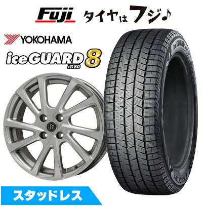 【パンク保証付き】【新品国産車用4穴100】 スタッドレスタイヤ ホイール4本セット 185/55R15 ヨコハマ アイスガード8 エイトIG80 ブランドルライン ボレアノ10 メタリックグレー 5.5J 15インチ(送料無料)