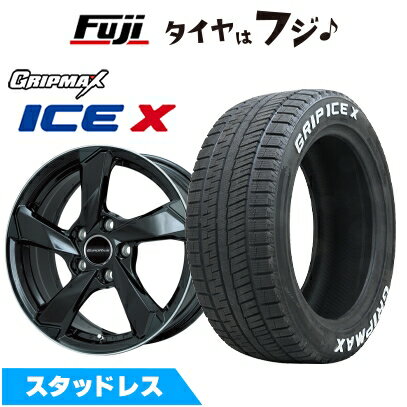 【新品】輸入車用 プジョー508 2018- スタッドレスタイヤ ホイール4本セット 215/55R17 グリップマックス アイスX RWL ホワイトレター(限定) ユーロアクシス クロスエッジ(グロスブラック/リムポリッシュ) 7J 17インチ(送料無料)