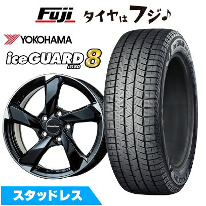 【パンク保証付き】【新品】輸入車用 アウディA5（F5 8T） スタッドレスタイヤ ホイール4本セット 255/35R19 ヨコハマ アイスガード8 エイトIG80 ユーロアクシス クロスエッジ(グロスブラック/カットスポーク) 8.5J 19インチ(送料無料)