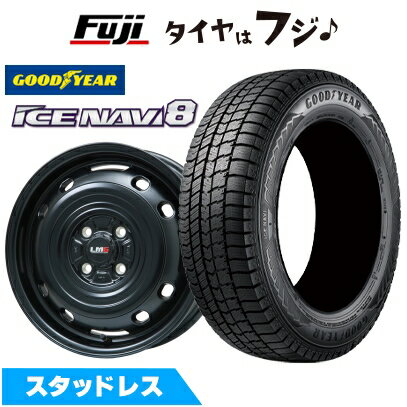 楽天フジ スペシャルセレクション【新品 軽自動車】N-BOX タント スペーシア スタッドレスタイヤ ホイール4本セット 155/65R14 グッドイヤー ウィンター アイスナビ 8（特価限定） レアマイスター LMG OFF-STYLE 2 （マットブラック） 4.5J 14インチ（送料無料）