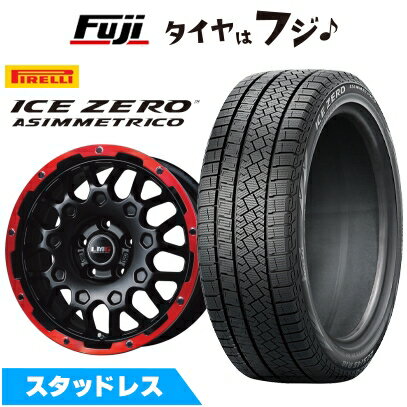 【新品国産車用5穴114.3】 スタッドレスタイヤ ホイール4本セット 215/60R17 ピレリ ウィンター アイスゼロアシンメトリコ レアマイスター LMG MS-9W マットブラックレッドリム 6.5J 17インチ(送料無料)