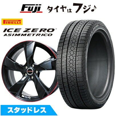 【新品国産車用5穴114.3】 スタッドレスタイヤ ホイール4本セット 215/60R17 ピレリ ウィンター アイスゼロアシンメトリコ プレミックス ヴェランV(グロスブラック/レッドリム) 7J 17インチ(送料無料)