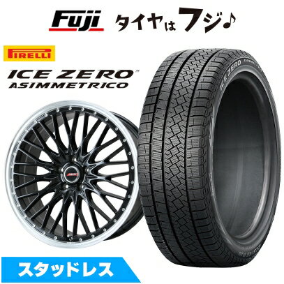【新品国産車用5穴114.3】 スタッドレスタイヤ ホイール4本セット 215/55R17 ピレリ ウィンター アイスゼロアシンメトリコ プレミックス MER PROMESH グロスブラック/リムポリッシュ 7J 17インチ(送料無料)