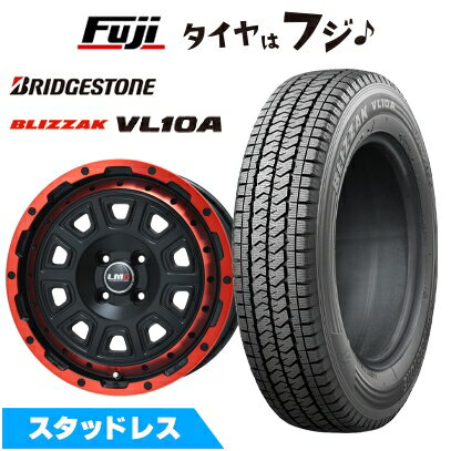 【新品】クリッパーEV ミニキャブEV スタッドレスタイヤ ホイール4本セット 145/80R12 86/84N ブリヂストン ブリザック VL10A レアマイスター LMG DS-10 マットブラック/レッドリム 4J 12インチ(送料無料)