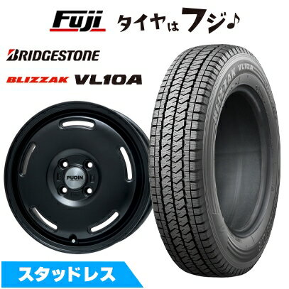 【新品】クリッパーEV ミニキャブEV スタッドレスタイヤ ホイール4本セット 145/80R12 86/84N ブリヂストン ブリザック VL10A プレミックス プディン(マットブラック) 4J 12インチ(送料無料)