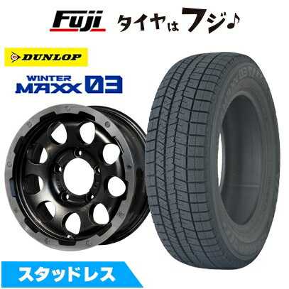 【パンク保証付き】【新品】ジムニーシエラ/ジムニーノマド スタッドレスタイヤ ホイール4本セット 215/70R16 ダンロップ ウインターマックス 03 WM03 レアマイスター LMG CS-9 ブラック/ブラッククリアリム 5.5J 16インチ(送料無料)
