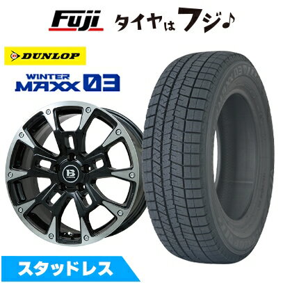 【パンク保証付き】【新品国産車用5穴114.3】 スタッドレスタイヤ ホイール4本セット 215/60R17 ダンロップ ウインターマックス 03 WM03 ビッグウエイ B-LUGNAS BRD(ブラックポリッシュ/ブラッククリア) 7J 17インチ(送料無料)