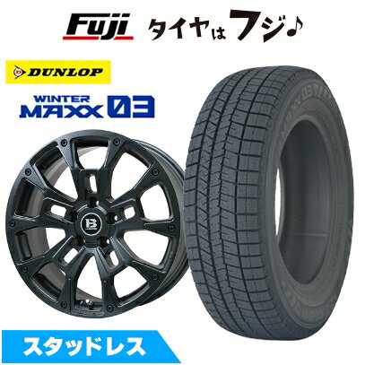 【新品国産車用5穴114.3】 スタッドレスタイヤ ホイール4本セット 215/60R17 ダンロップ ウインターマックス 03 WM03 ビッグウエイ B-LUGNAS BRD(マットブラック) 7J 17インチ(送料無料)