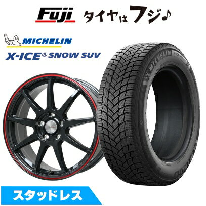 【新品国産車用5穴114.3】 スタッドレスタイヤ ホイール4本セット 225/65R17 ミシュラン エックスアイス スノー SUV レアマイスター LMスポーツ LM-QR グロスブラック/レッドライン 7.5J 17インチ(送料無料)