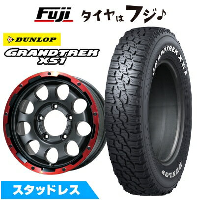 【新品】ジムニー スタッドレスタイヤ ホイール4本セット 185/85R16 ダンロップ グラントレック XS1 RWL ホワイトレター レアマイスター LMG CS-9 マットブラック/レッドリム 5.5J 16インチ(送料無料)