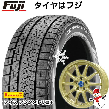 【送料無料 ノア/ヴォクシー用】 PIRELLI ピレリ ウィンター アイスアシンメトリコ プラス 205/60R16 16インチ スタッドレスタイヤ ホイール4本セット BRANDLE-LINE ブランドルライン カルッシャー ゴールド 6J 6.00-16