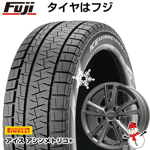 【送料無料 ボルボ(V70)】 PIRELLI ピレリ ウィンター アイスアシンメトリコ プラス 205/60R16 16インチ スタッドレスタイヤ ホイール4本セット 輸入車 EUROTECH ユーロテック ガヤ ソリ(マットチタニウム) 6.5J 6.50-16