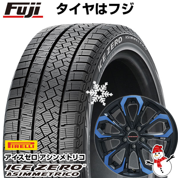 【新品国産5穴114.3車】 スタッドレスタイヤ ホイール4本セット 215/45R17 ピレリ ウィンター アイスゼロアシンメトリコ ビッグウエイ レイシーン プラバ5X(ブルークリア) 17インチ(送料無料)