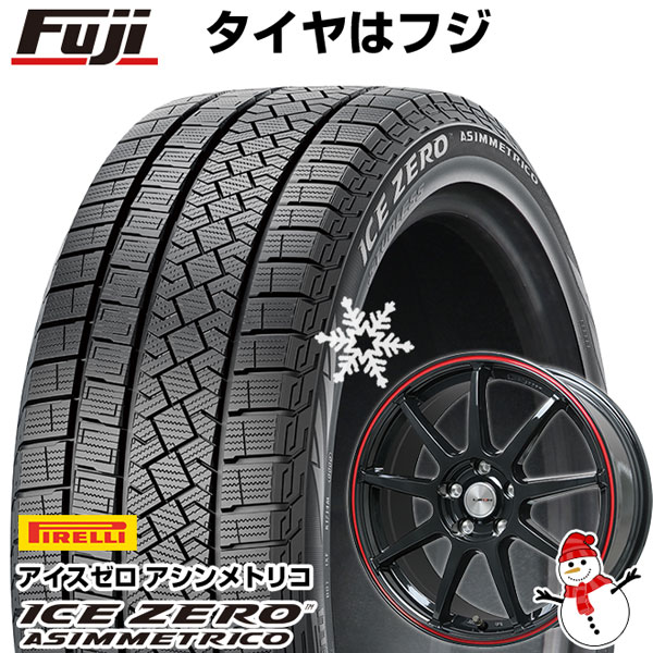 【新品国産5穴100車】 スタッドレスタイヤ ホイール4本セット 205/60R16 ピレリ ウィンター アイスゼロアシンメトリコ レアマイスター LMスポーツLM-QR グロスブラック/レッドライン 16インチ(送料無料)