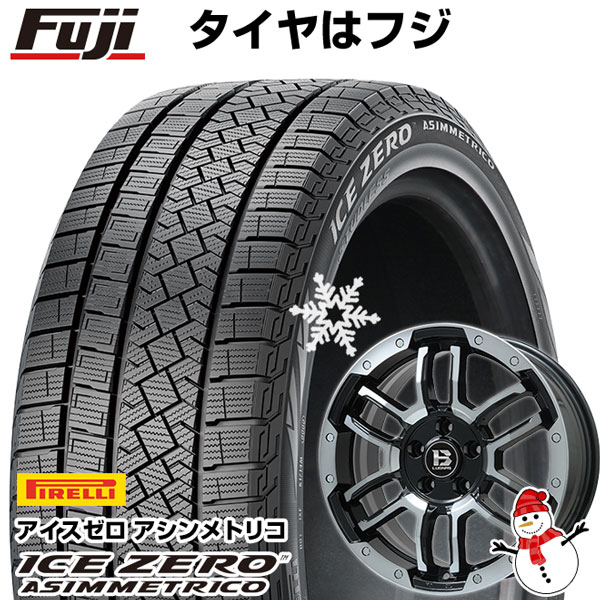 【新品国産5穴114.3車】 スタッドレスタイヤ ホイール4本セット 225/50R18 ピレリ ウィンター アイスゼロアシンメトリコ ビッグウエイ B-LUGNAS FRD(ブラックポリッシュ/ブラッククリア) 18インチ(送料無料)