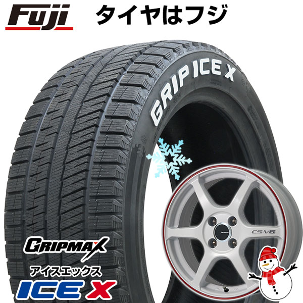 【新品国産5穴100車】 スタッドレスタイヤ ホイール4本セット 215/45R17 グリップマックス アイスX RWL ホワイトレター(限定2022年製) レアマイスター CS-V6(ホワイト/レッドライン) 17インチ(送料無料)