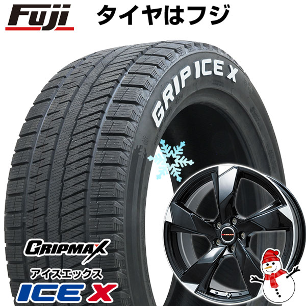 【新品国産4穴100車】 スタッドレスタイヤ ホイール4本セット 195/55R16 グリップマックス アイスX RWL ホワイトレター(限定2022年製) プレミックス ヴェランV(グロスブラック/リムポリッシュ) 16インチ(送料無料)