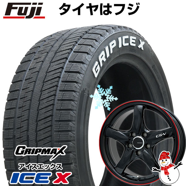 【新品国産5穴100車】 スタッドレスタイヤ ホイール4本セット 205/50R17 グリップマックス アイスX RWL ホワイトレター(限定2022年製) レアマイスター CS-V(グロスブラック/レッドリム) 17インチ(送料無料)