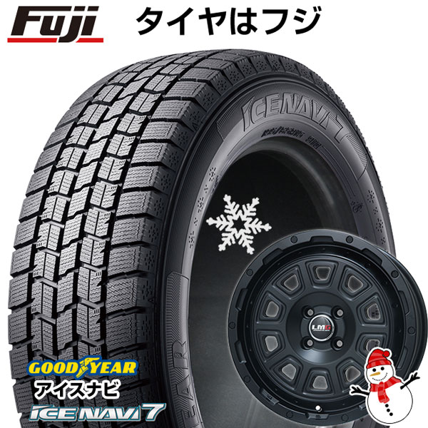 【新品 軽自動車】N-BOX タント スペーシア スタッドレスタイヤ ホイール4本セット 165/55R15 グッドイヤー ウィンター アイスナビ 7(限定) レアマイスター LMG DS-10 マットブラック 15インチ(送料無料)