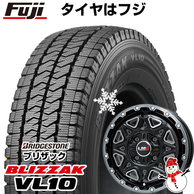 【新品 軽自動車】軽トラ 軽バン スタッドレスタイヤ ホイール4本セット 145/80R12 80/78N ブリヂストン ブリザック VL10 レアマイスター LMG モンタグナ(ブラックポリッシュ/ブラッククリア) 4J 12インチ(送料無料)