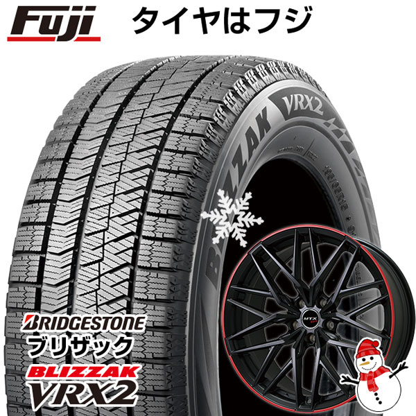 【新品】輸入車用 MINI（F56/F55/F57） スタッドレスタイヤ ホイール4本セット 195/55R16 ブリヂストン ブリザック VRX2 ビッグウエイ EURO BAHN NURBURG ニュルブルグMTX(マットブラック/レッドリム) 16インチ(送料無料)