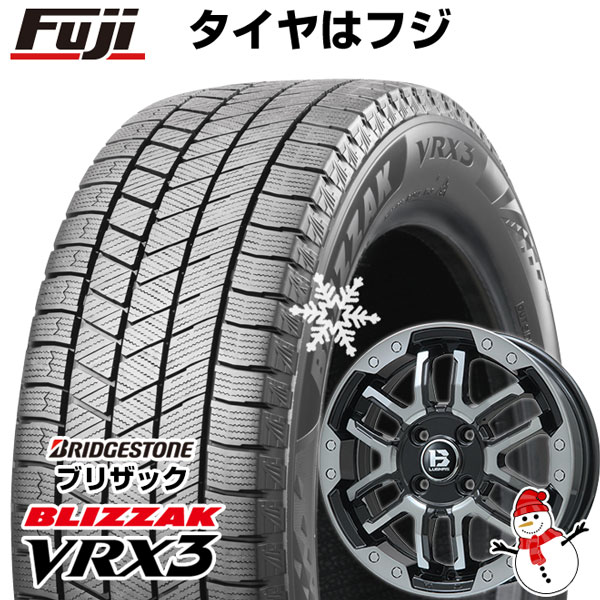 【新品 軽自動車】ハスラー デリカミニ(4WD) スタッドレスタイヤ ホイール4本セット 165/60R15 ブリヂストン ブリザック VRX3 ビッグウエイ B-LUGNAS FRD(ブラックポリッシュ/ブラッククリア) 15インチ(送料無料)