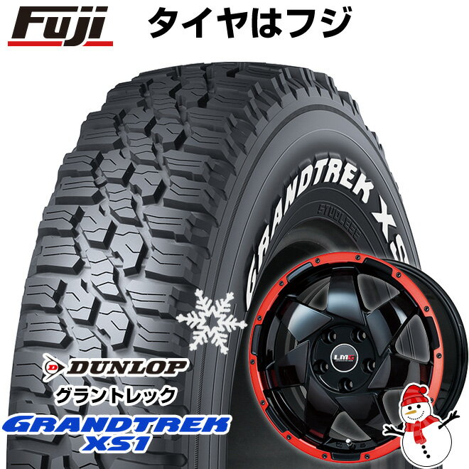 【新品国産5穴114.3車】 スタッドレスタイヤ ホイール4本セット 215/70R16 ダンロップ グラントレック XS1 RWL ホワイトレター レアマイスター LMG shuriken グロスブラック/レッドリム 16インチ(送料無料)