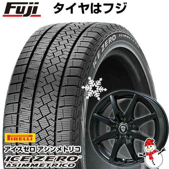 【新品国産5穴114.3車】 スタッドレスタイヤ ホイール4本セット 215/50R17 ピレリ ウィンター アイスゼロアシンメトリコ エルベ エステローザ EST-8S グロスブラック 7J 17インチ(送料無料)