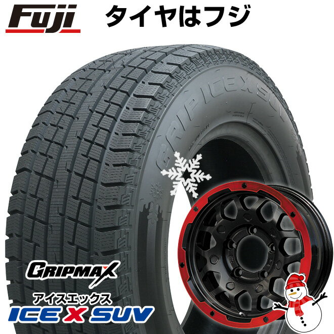 【新品】ジムニーシエラ スタッドレスタイヤ ホイール4本セット 215/70R16 グリップマックス アイスX SUV BSW ブラックサイドウォール(限定2022年製) レアマイスター LMG MS-9W マットブラックレッドリム 16インチ(送料無料)