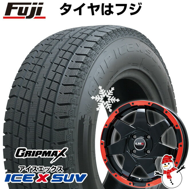 軽トラ 軽バン スタッドレスタイヤ ホイール4本セット 145/80R12 グリップマックス アイスX SUV BSW ブラックサイドウォール 80/78N(限定2022年製) レアマイスター LMG shuriken グロスブラック/レッドリム 12インチ(送料無料)