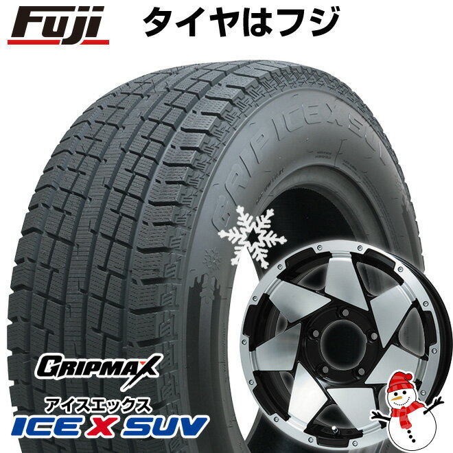 【新品】ジムニーシエラ スタッドレスタイヤ ホイール4本セット 215/70R16 グリップマックス アイスX SUV BSW ブラックサイドウォール(限定2022年製) レアマイスター LMG shuriken ブラックポリッシュ 16インチ(送料無料)