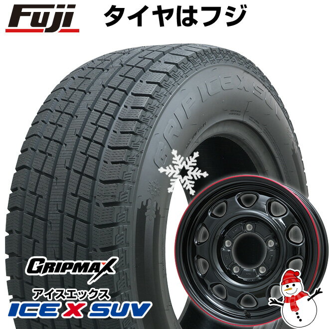 【新品】ジムニー スタッドレスタイヤ ホイール4本セット 185/85R16 グリップマックス アイスX SUV BSW ブラックサイドウォール(限定2022年製) レアマイスター LMG OFF-STYLE(グロスブラック/レッドリム) 16インチ(送料無料)