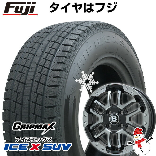 【新品 軽自動車】軽トラ 軽バン スタッドレスタイヤ ホイール4本セット 145/80R12 グリップマックス アイスX SUV BSW ブラックサイドウォール 80/78N(限定2022年製) ビッグウエイ B-LUGNAS FRD(ブラックポリッシュ/ブラッククリア) 12インチ(送料無料)