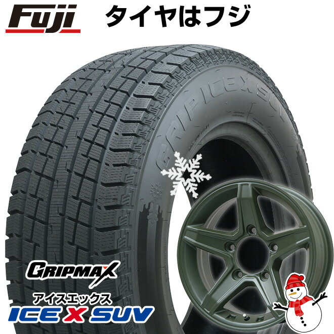 【新品】ジムニー スタッドレスタイヤ ホイール4本セット 185/85R16 グリップマックス アイスX SUV BSW ブラックサイドウォール(限定2022年製) プレミックス エステラ(オリーブグリーン) 16インチ(送料無料)