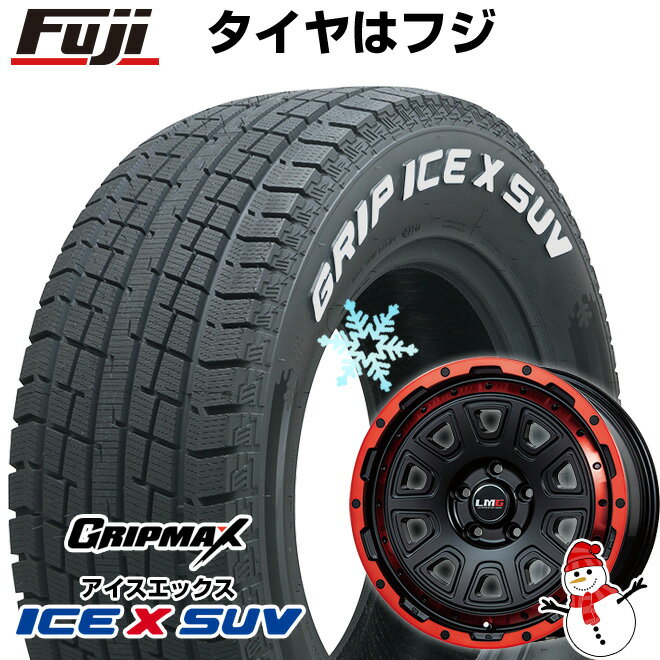 【新品】輸入車用 グランドチェロキー スタッドレスタイヤ ホイール4本セット 265/60R18 グリップマックス アイスX SUV RWL ホワイトレター(限定2022年製) レアマイスター LMG DS-10 マットブラック/レッドリム 18インチ(送料無料)